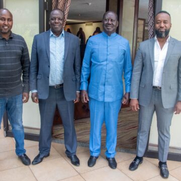 Tuko Imara- Raila upbeat as he meets his trusted allies Junet Mohamed, Hassan Joho and Wycliffe Oparanya