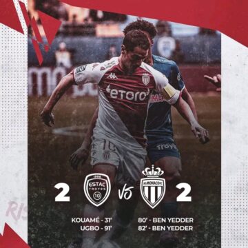 Troyes vs Monaco ends level at Stade de l’Aube stadium